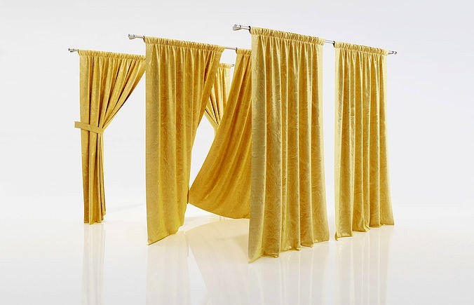 Gold colored window curtains