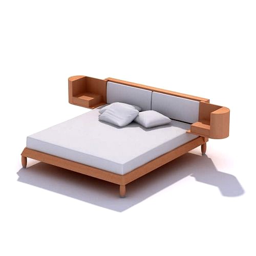 Wooden Modern Bed With Headboard