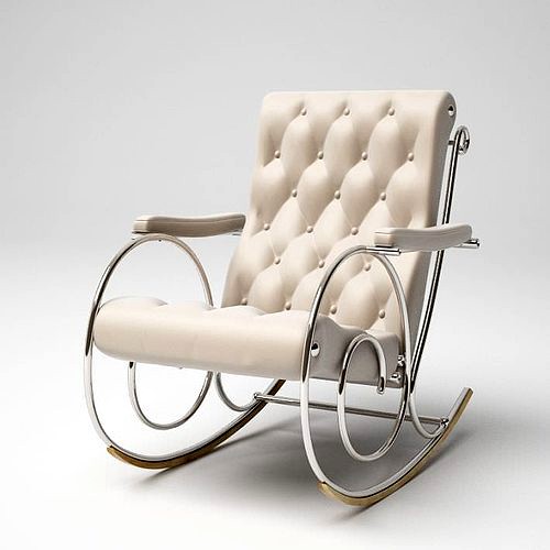 White Rocking Chair With Metal Frame