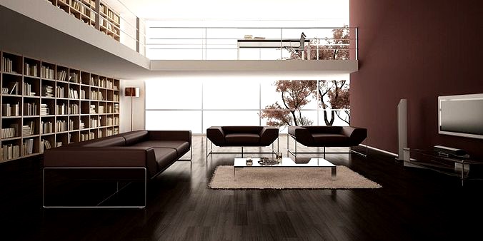 Clean And Simple Burgundy Living Room