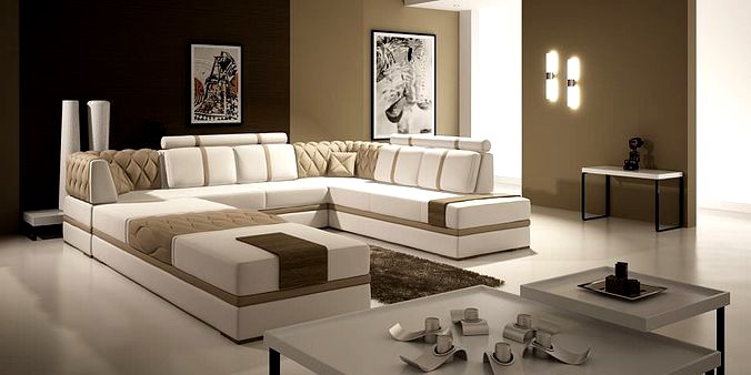 Modern Living Room With Big Fancy Sofa