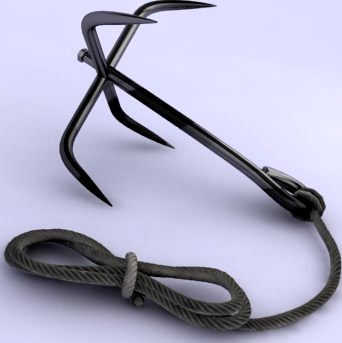 Grappling Hook with Rope 3D Model