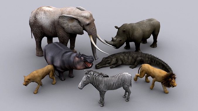 AFRICAN ANIMALS PACK GAME READY ANIMATED MODELS