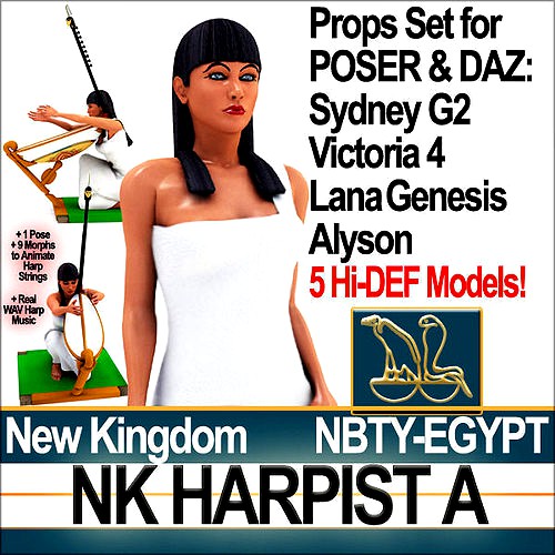 Ancient Egypt Harpist NK Props Poser Daz A