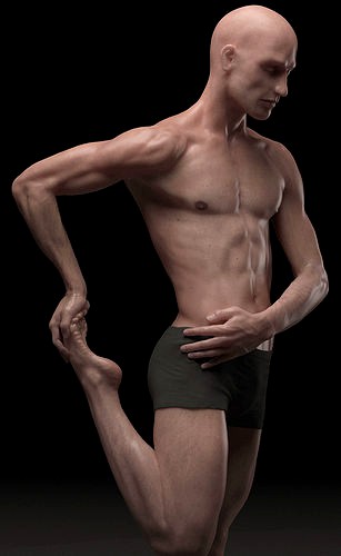 Hyper realistic Human Male Ballet Dancer Stretching