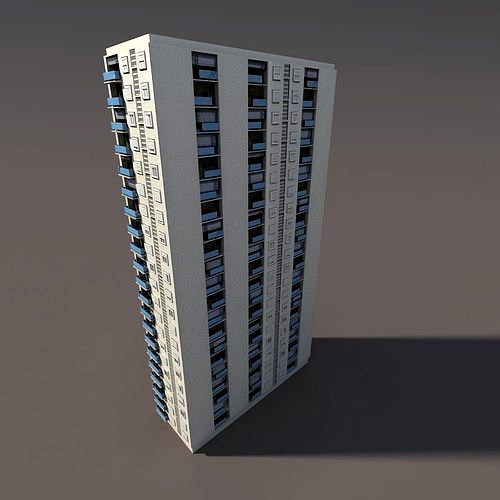 Residential Highrise Building 1 Low Poly 3d Model