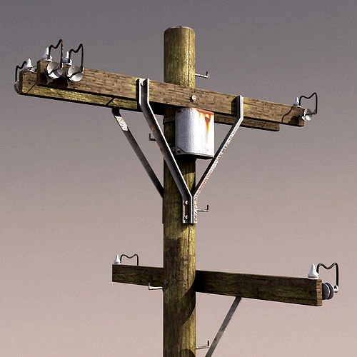 Telephone Pole Low Poly 3d Model