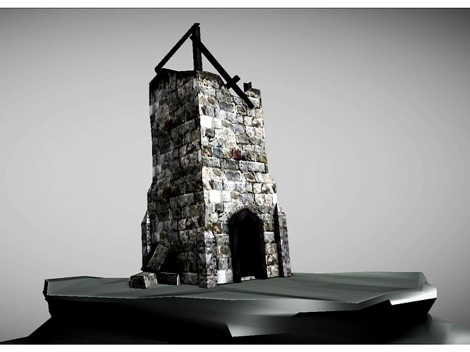 low poly ruined tower