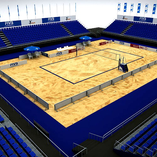 Volleyball beach court stadium high detail