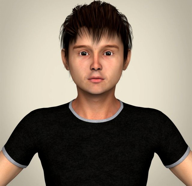Realistic Young Teen Boy 3D Model