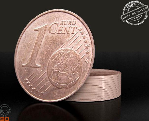 One Euro Cent 3D Model