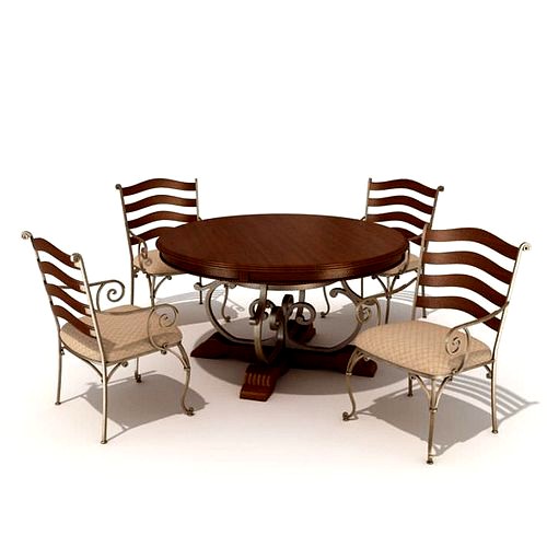 Metal Wood Table Chair Set