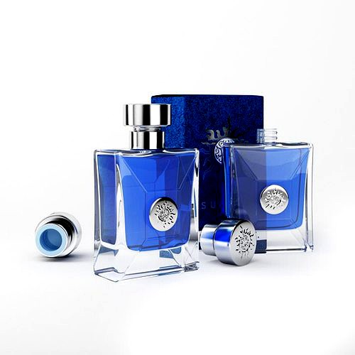 Blue Perfume In Glass Bottles