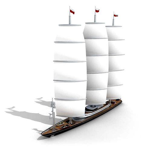 White Sailing Yacht With Sails