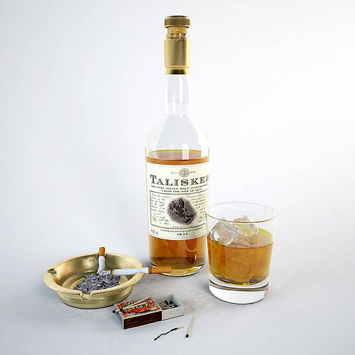 Talisker whiskey cigarette ice decor