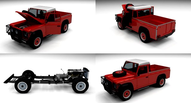 Full Land Rover Defender 110 Pick Up 3D Model