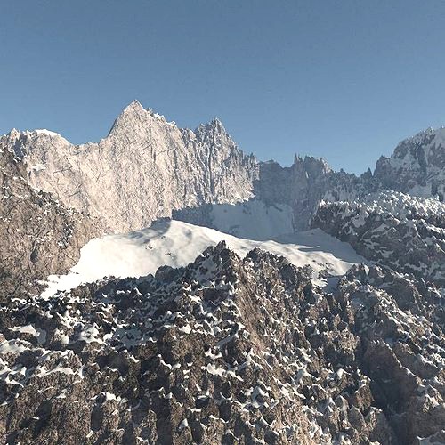 Rocky Mountain Range Peak 2 High Poly