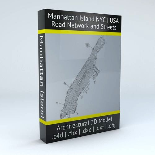 Manhattan Island in New York City Road Network and Streets