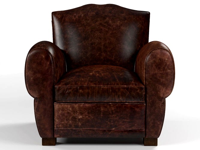 1940s French Mustache Leather Club Chair