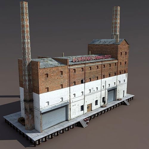 Abandoned Old Factory Low Poly 3d Model
