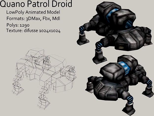 Quano - Patrol Droid - Low Poly GameReady