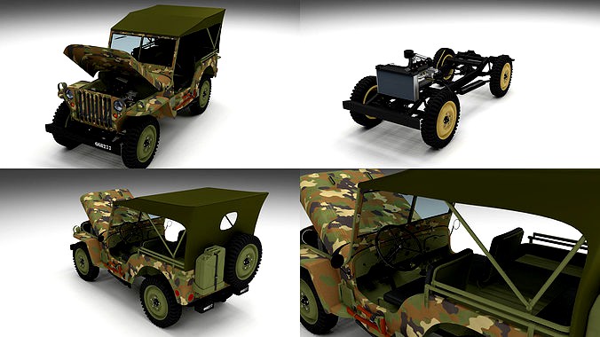 Full w chassis Jeep Willys MB Military Camo