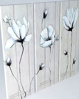 Triptych Canvas flower houses the world