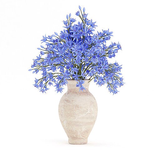 Blue Flowers in Ceramic Vase