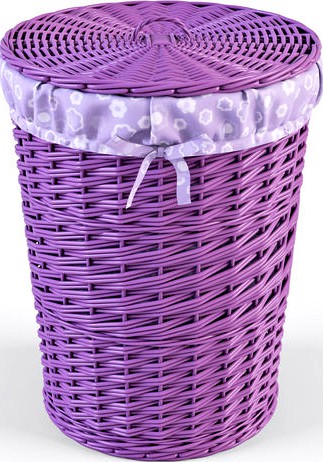 Wicker Laundry Basket 03 Purple Color