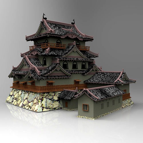 Hikone Castle in Studio Max obj and fbx formats