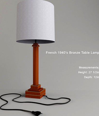 French 1940 Bronze Table Lamp