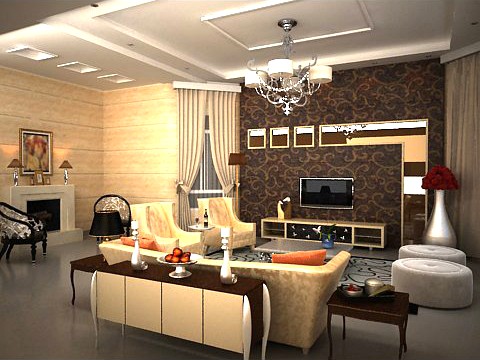 Photorealistic Living Room 0050 3D Model