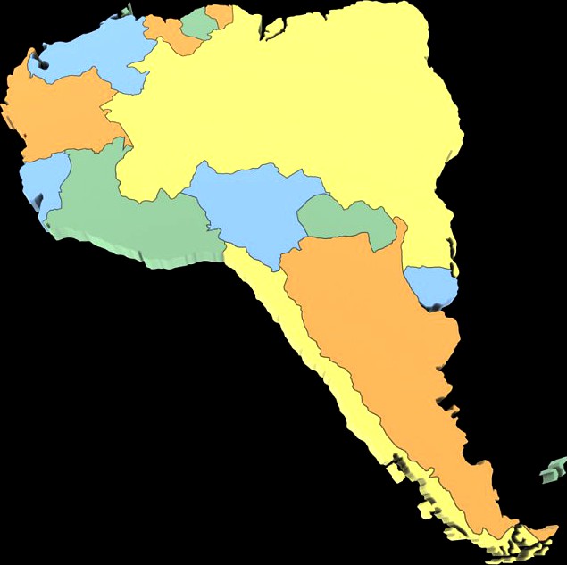 South America Map 3D Model