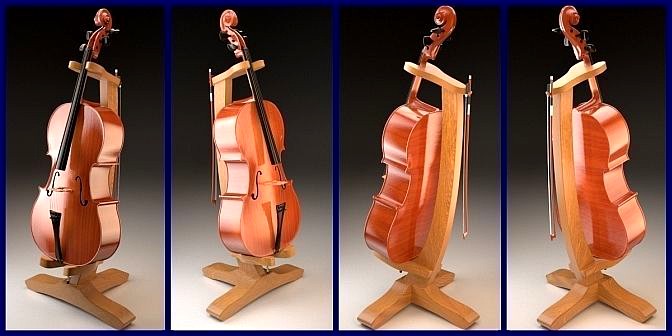 Violon Cello with bow and stand