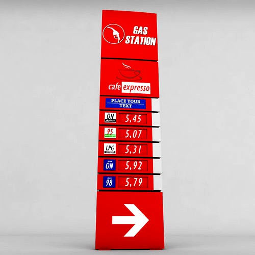 Gas station price sign totem low poly 02
