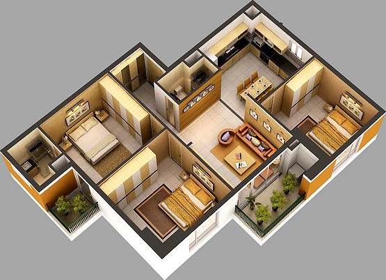 3D Model Home Interior Fully Furnished