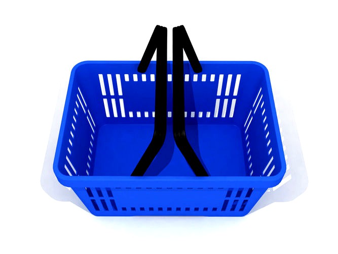 Blue plastic shopping basket for groceries