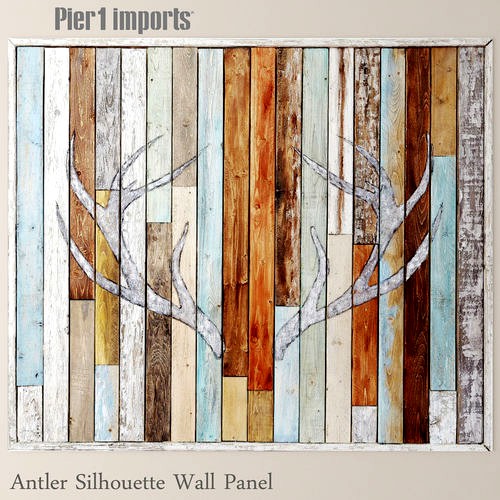 Antler Silhouette Wall Panel Wood 3D