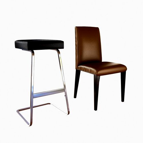 knoll Four seasons bar stool and ava high back side chair