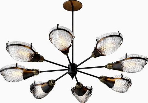 Early Style Quilted Glass Operating Room Light Chandelier