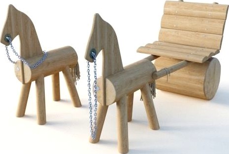 Wooden play equipment for playground - horses   Set