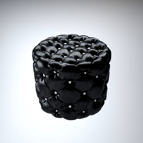 Round pouf leather 3D model