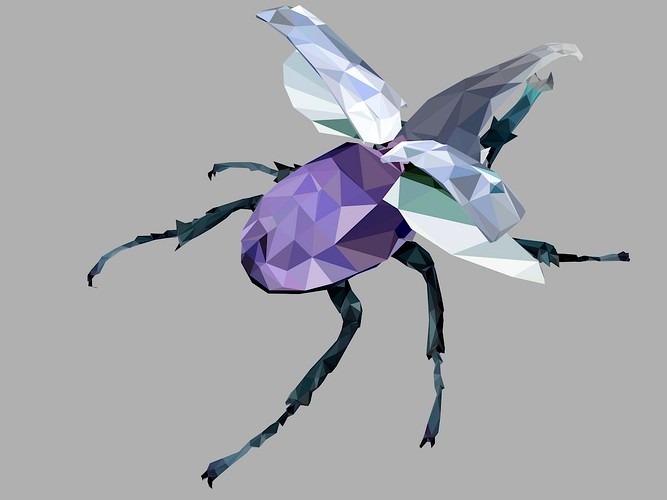 Firefly Bark Beetle Low Polygon Art Insect