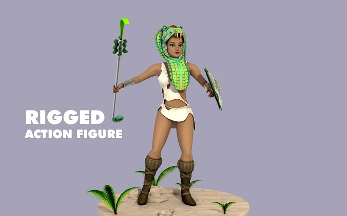 Rigged Action Figure Teela and Animation