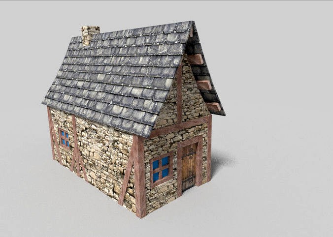 low poly medieval cottage