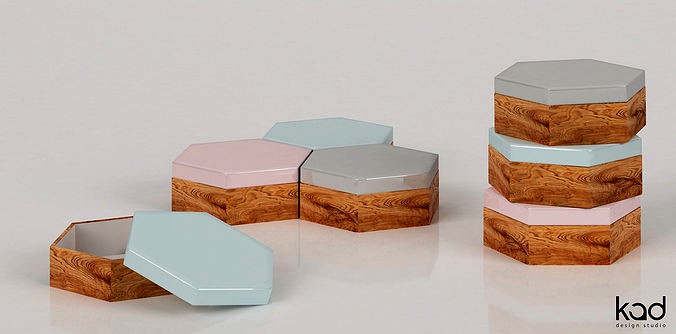 Hexagonal pastel boxes