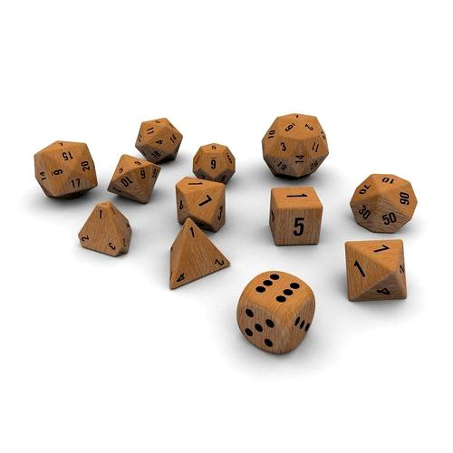 Polyhedral Dice Set - Wood