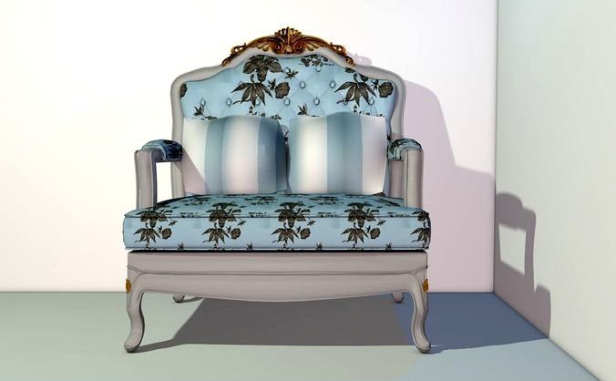 Berger style armchair with pillows