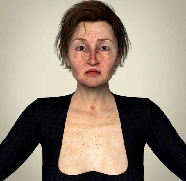 Realistic Old Age Woman 3D Model