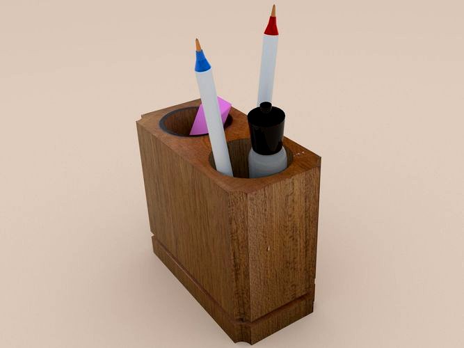 Pen Holder Rustic Wood